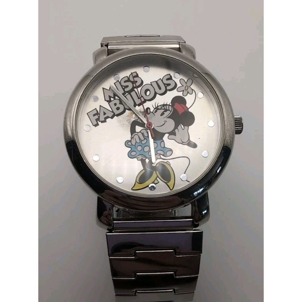 Quartz Minnie Mouse Watch Adjustable Metal Band, Needs Battery "MISS FABULOUS"